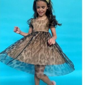 Lola And The Boys Brown Cheetah Tulle Dress Sz. 8